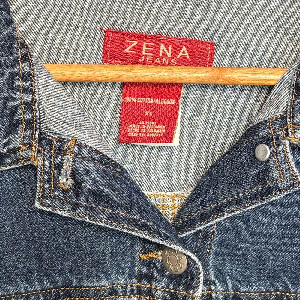Zena Jeans Women's Dark Blue Jean Jacket Y2K Feminine Cinched Waist Denim XL - Picture 2 of 7